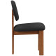 Brown Wood and Black Boucle Fabric Contemporary Dining Chair Set 2
